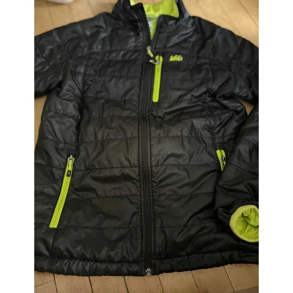 Boys' REI Co-op Revelcloud Jacket Boys XL Lt Weight Black Neon Yellow